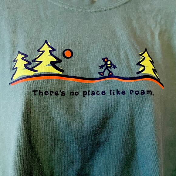There's No Place Like Roam Graphic Cotton T-Shirt Outdoors Hiking Camping Size L - Picture 1 of 10
